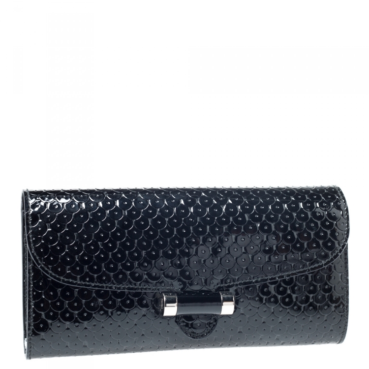 Pre Owned Saint Laurent Paris Black Patent Leather Muse Clutch
