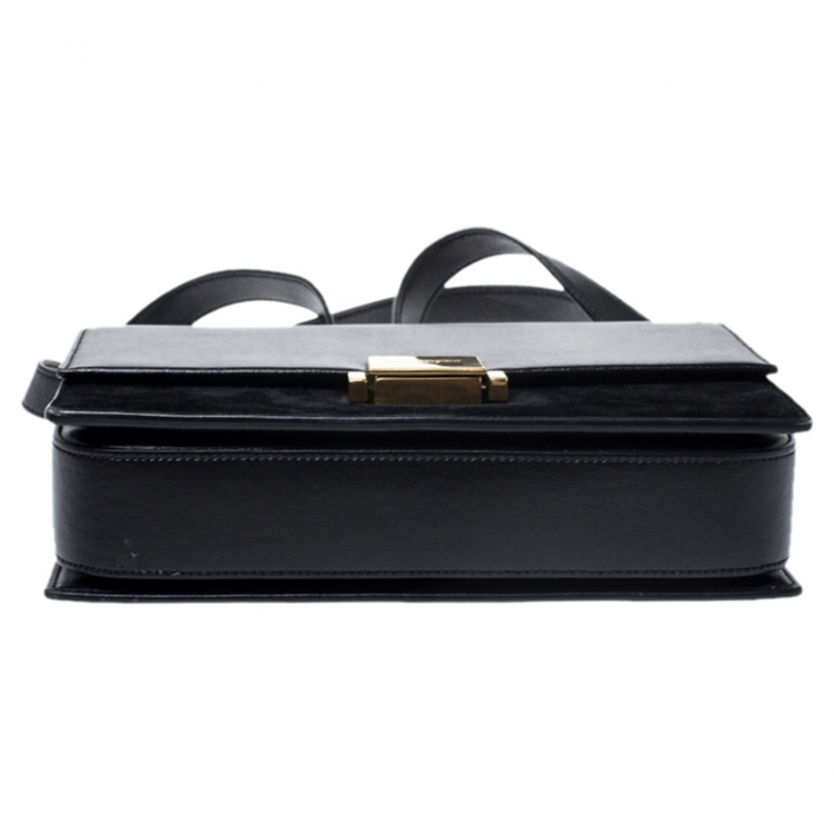 Pre Owned Saint Laurent Paris Black Leather and Suede Medium Bellechasse Shoulder Bag