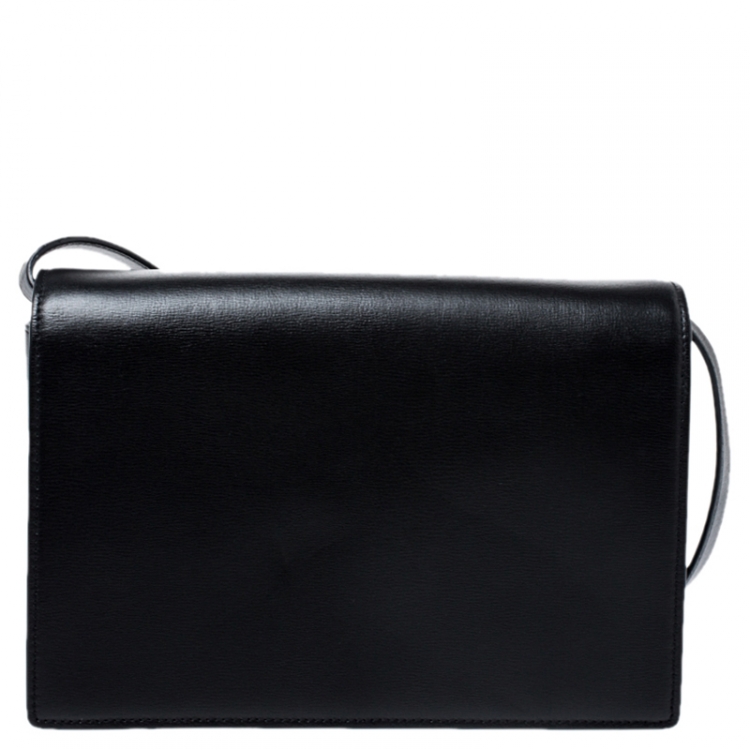 Pre Owned Saint Laurent Paris Black Leather and Suede Medium Bellechasse Shoulder Bag
