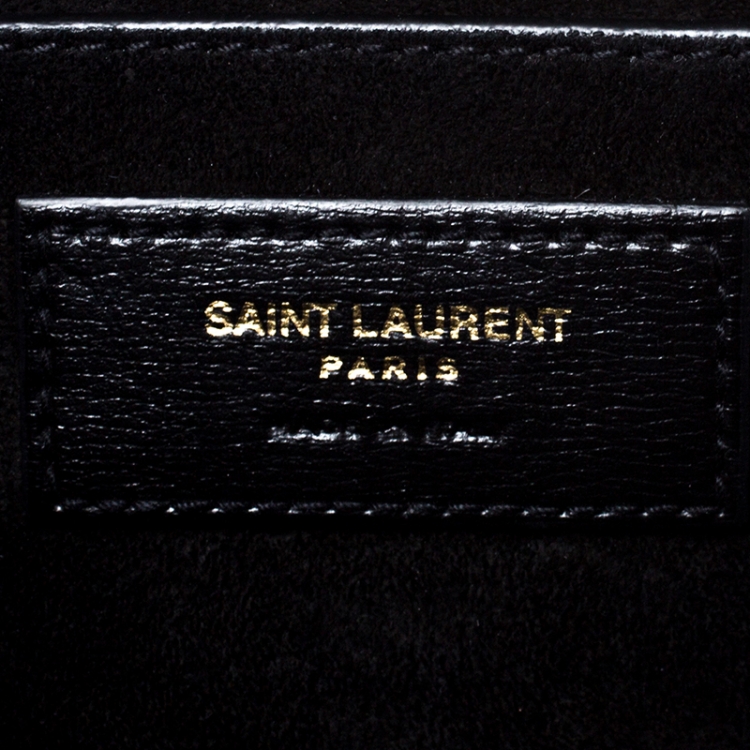 Pre Owned Saint Laurent Paris Black Leather and Suede Medium Bellechasse Shoulder Bag