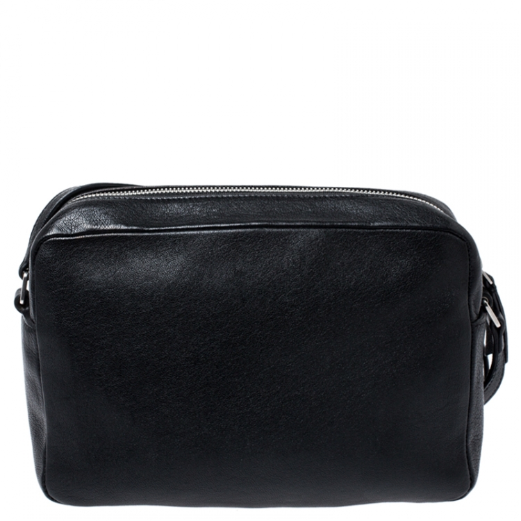 Pre Owned Saint Laurent Paris Black Leather Lou Camera Crossbody Bag