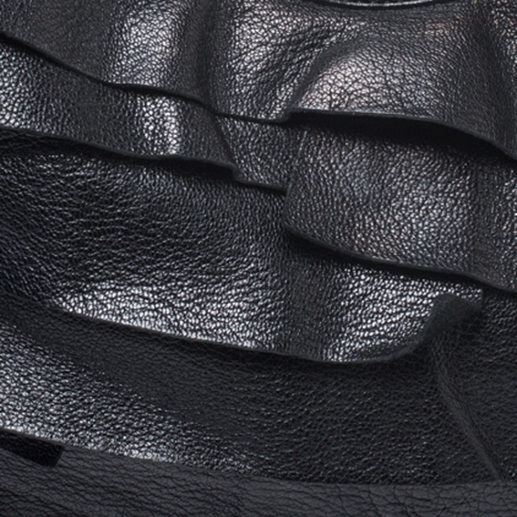 Pre Owned Saint Laurent Paris Black Leather Small St. Tropez Hobo