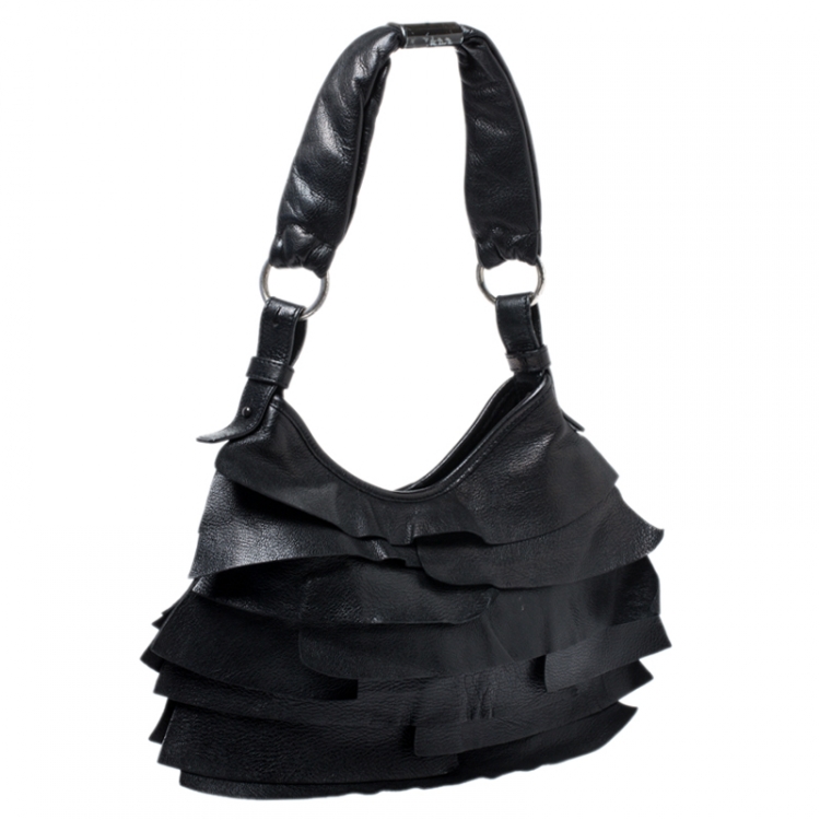 Pre Owned Saint Laurent Paris Black Leather Small St. Tropez Hobo