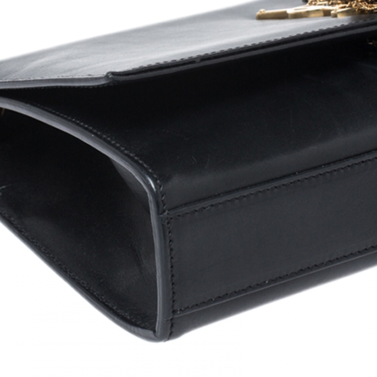 Pre Owned Saint Laurent Black Leather Medium Kate Tassel Shoulder Bag