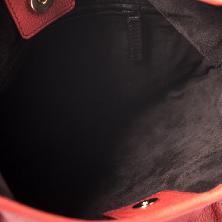 Pre Owned Saint Laurent Paris Orange Ruffle Leather St Tropez Horn Hobo