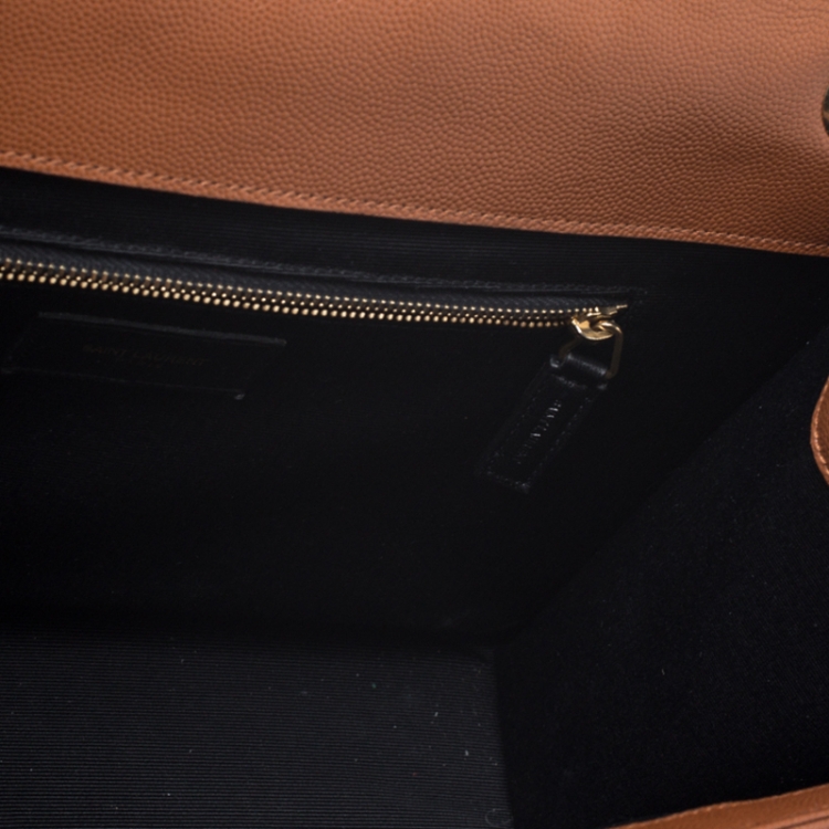 Pre Owned Saint Laurent Brown Matelasse Leather Large Cassandre Flap Bag