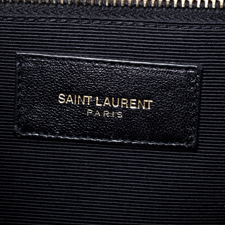 Pre Owned Saint Laurent Blue Chevron Leather Monogram Envelope Shoulder Bag