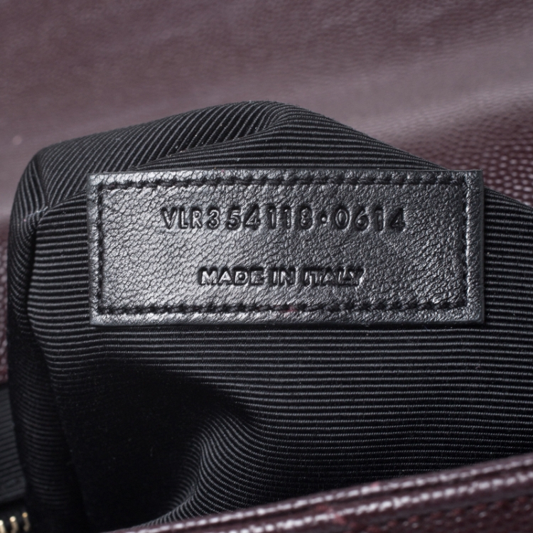 Pre Owned Saint Laurent Burgundy Leather Monogram Envelope Shoulder Bag