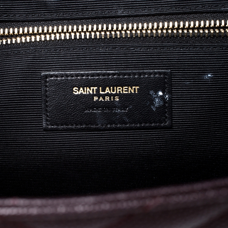 Pre Owned Saint Laurent Burgundy Leather Monogram Envelope Shoulder Bag