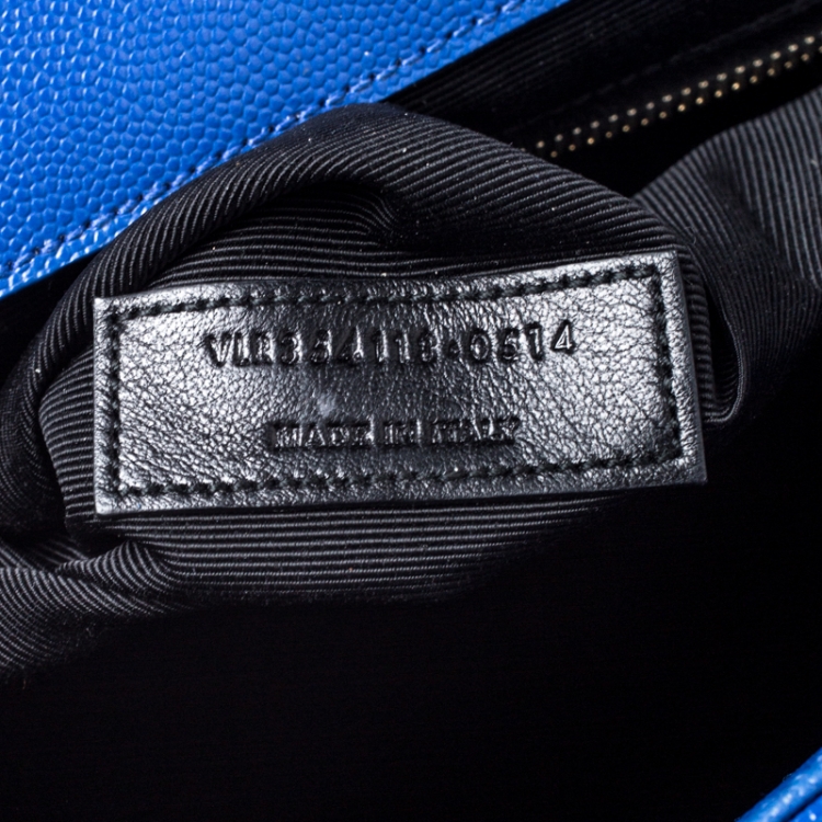 Pre Owned Saint Laurent Paris Electric Blue Matelasse Leather Large Cassandre Flap Bag