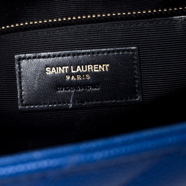 Pre Owned Saint Laurent Paris Electric Blue Matelasse Leather Large Cassandre Flap Bag