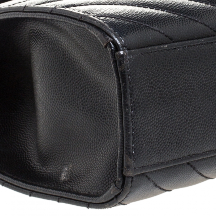 Pre Owned Saint Laurent Black Matelasse Leather Large Cassandre Flap Bag