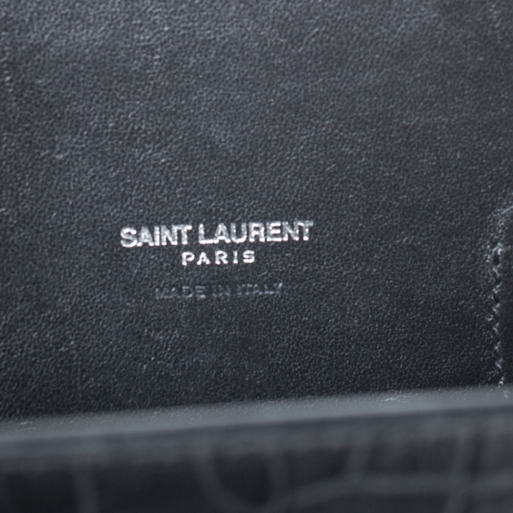 Pre Owned Saint Laurent Black Croc Embossed Leather Baby Classic Sac De Jour Tote