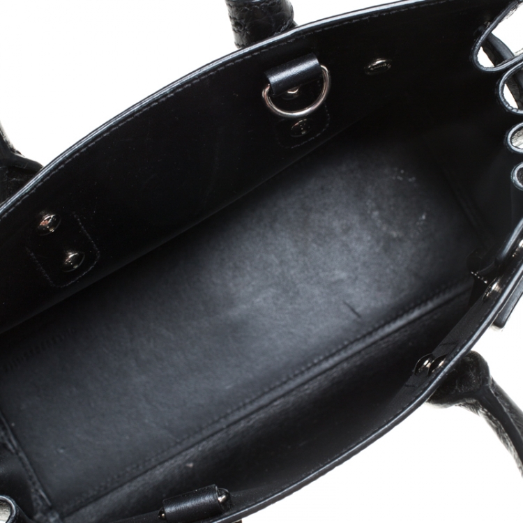 Pre Owned Saint Laurent Black Croc Embossed Leather Nano Classic Sac De Jour Tote