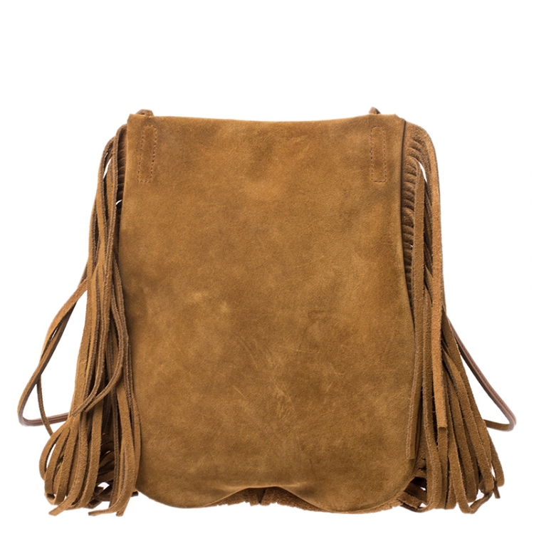 Pre Owned Saint Laurent Paris Brown Nubuck Anita Crossbody Bag
