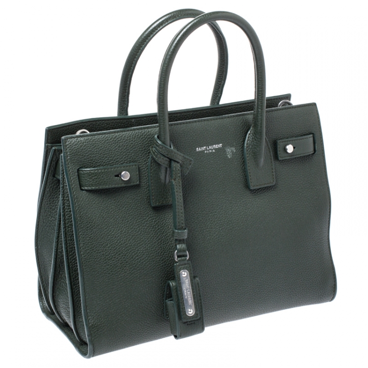 Pre Owned Saint Laurent Green Leather Baby Classic Sac De Jour Tote