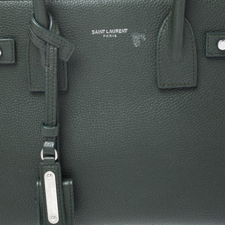Pre Owned Saint Laurent Green Leather Baby Classic Sac De Jour Tote