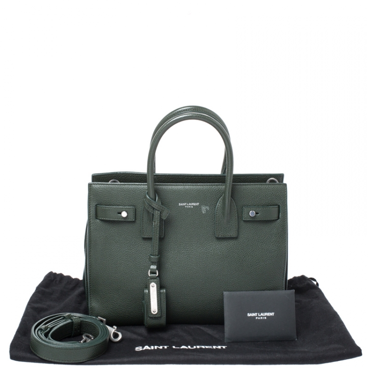 Pre Owned Saint Laurent Green Leather Baby Classic Sac De Jour Tote