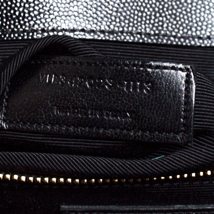 Pre Owned Saint Laurent Black Matelasse Leather Large Cassandre Flap Bag