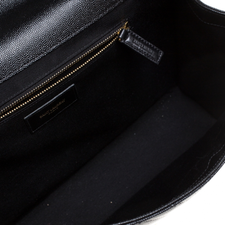 Pre Owned Saint Laurent Black Matelasse Leather Large Cassandre Flap Bag