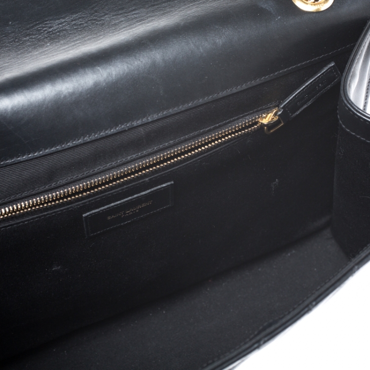 مملوكة مسبقًا Saint Laurent Black Matelasse Leather Large Cassandre Flap Bag