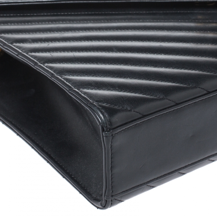 مملوكة مسبقًا Saint Laurent Black Matelasse Leather Large Cassandre Flap Bag