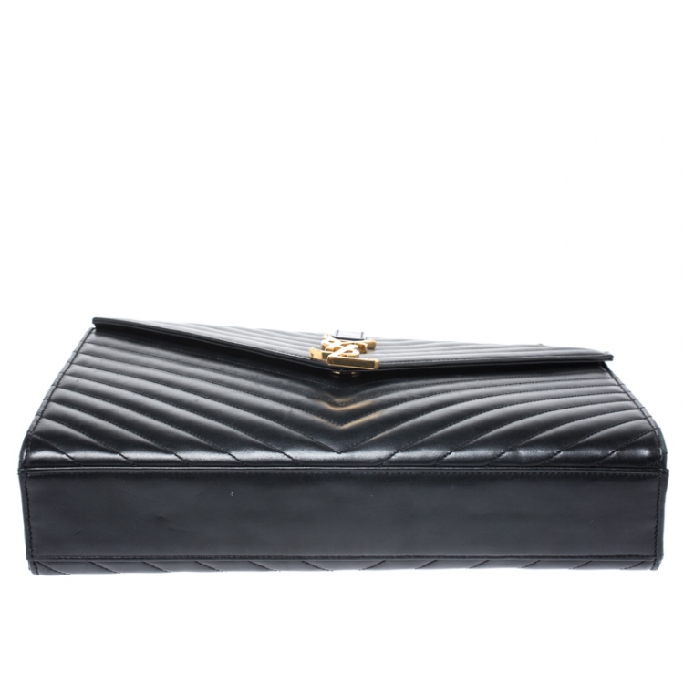 مملوكة مسبقًا Saint Laurent Black Matelasse Leather Large Cassandre Flap Bag