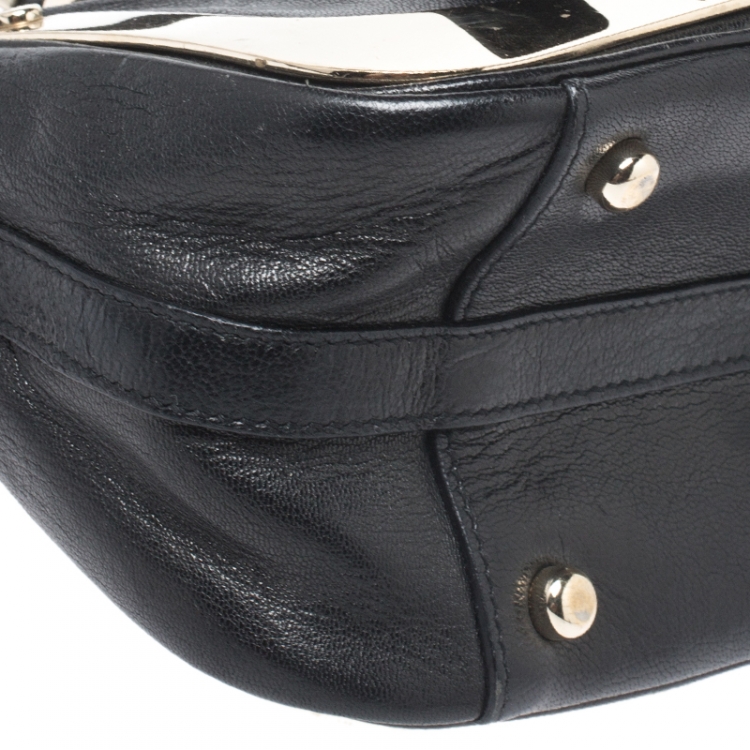 Pre Owned Saint Laurent Paris Black Leather Metal Small Shoulder Bag