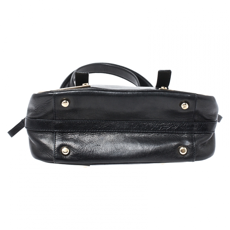 Pre Owned Saint Laurent Paris Black Leather Metal Small Shoulder Bag
