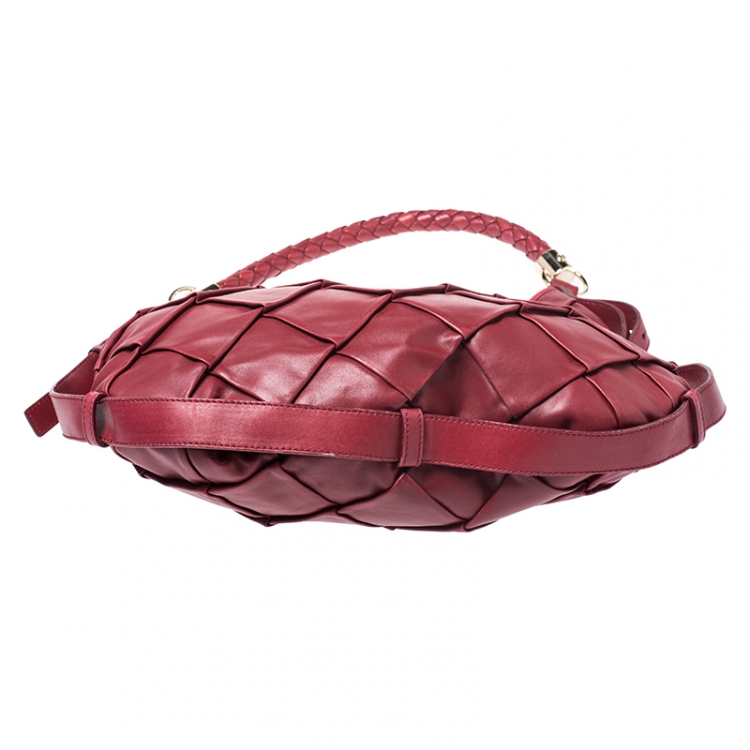 Pre Owned Saint Laurent Paris Red Pleated Leather Hobo