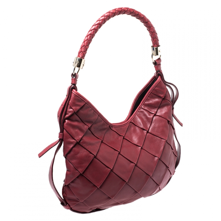 Pre Owned Saint Laurent Paris Red Pleated Leather Hobo