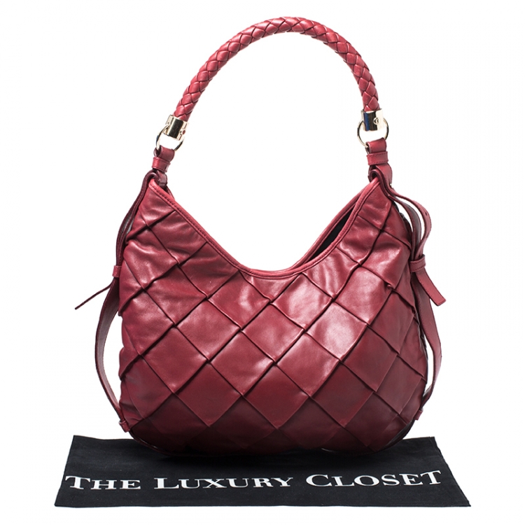 Pre Owned Saint Laurent Paris Red Pleated Leather Hobo