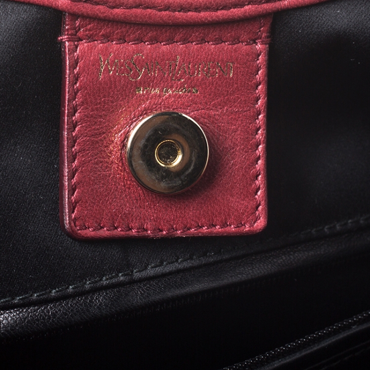 Pre Owned Saint Laurent Paris Red Pleated Leather Hobo