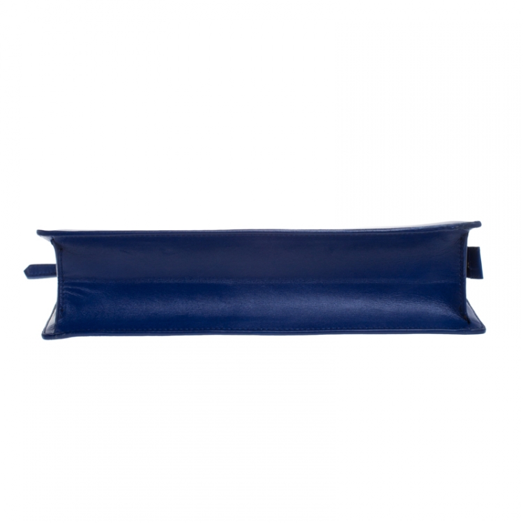 Pre Owned Saint Laurent Paris Blue Leather Lutetia Clutch