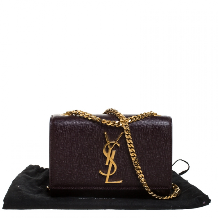 Pre Owned Saint Laurent Burgundy Monogram Leather Kate Crossbody Bag 