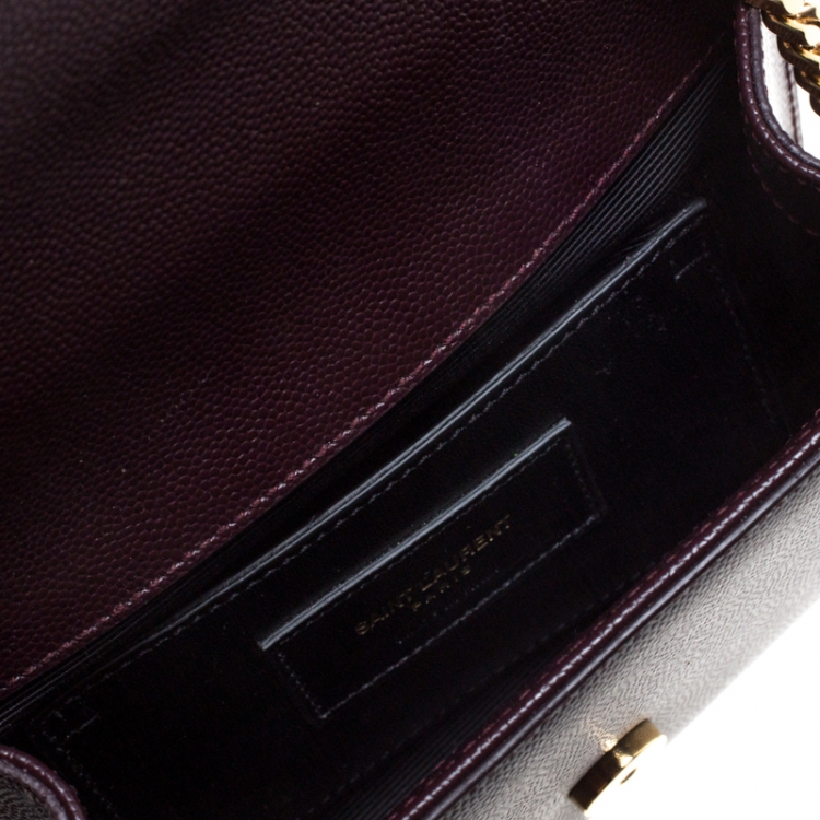 Pre Owned Saint Laurent Burgundy Monogram Leather Kate Crossbody Bag 
