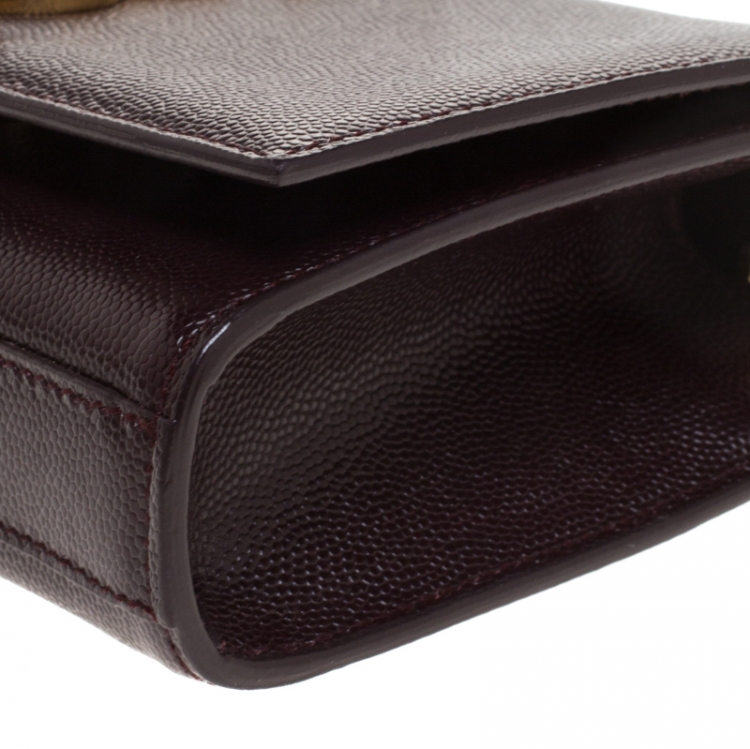 Pre Owned Saint Laurent Burgundy Monogram Leather Kate Crossbody Bag 