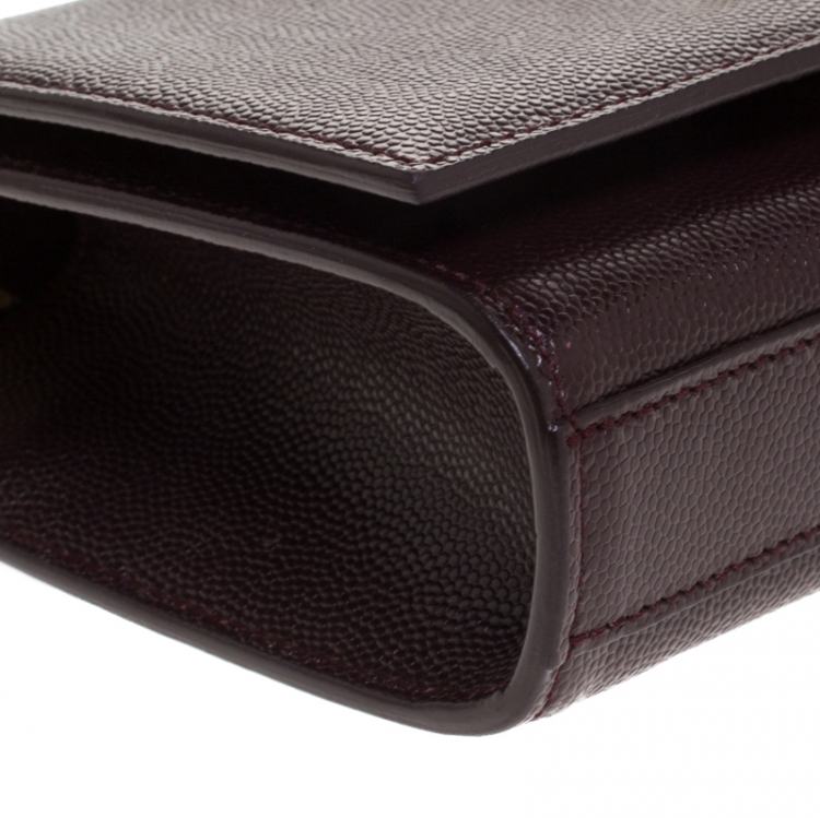 Pre Owned Saint Laurent Burgundy Monogram Leather Kate Crossbody Bag 