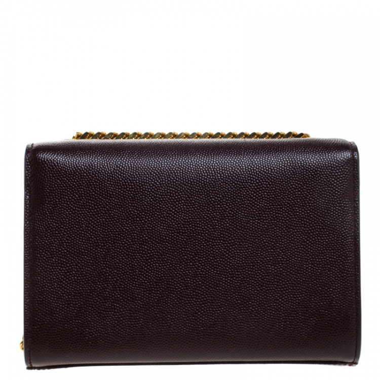 Pre Owned Saint Laurent Burgundy Monogram Leather Kate Crossbody Bag 
