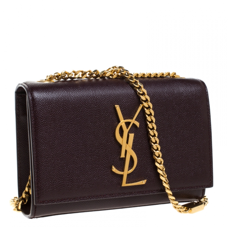 Pre Owned Saint Laurent Burgundy Monogram Leather Kate Crossbody Bag 