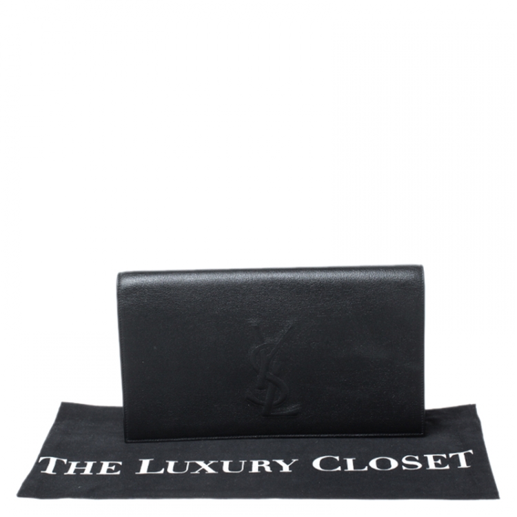 Pre Owned Saint Laurent Paris Black Leather Belle De Jour Flap Clutch