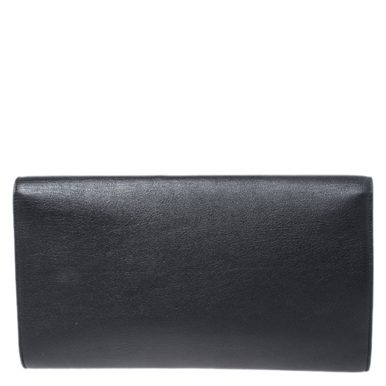Pre Owned Saint Laurent Paris Black Leather Belle De Jour Flap Clutch