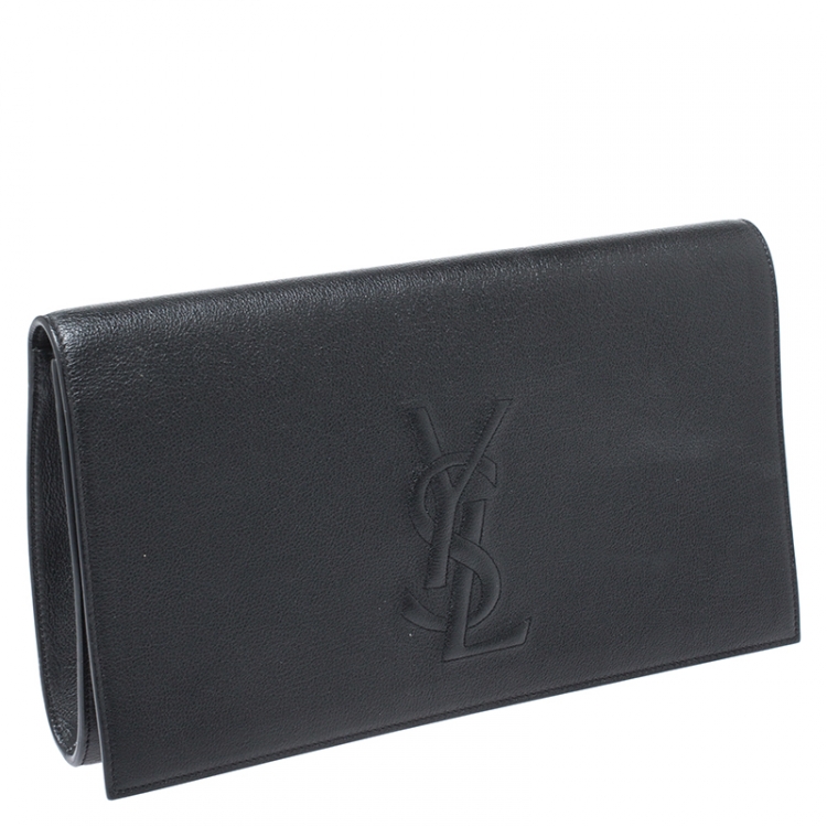 Pre Owned Saint Laurent Paris Black Leather Belle De Jour Flap Clutch