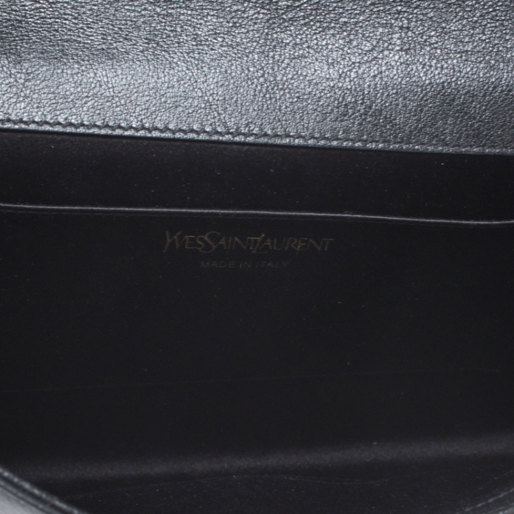 Pre Owned Saint Laurent Paris Black Leather Belle De Jour Flap Clutch