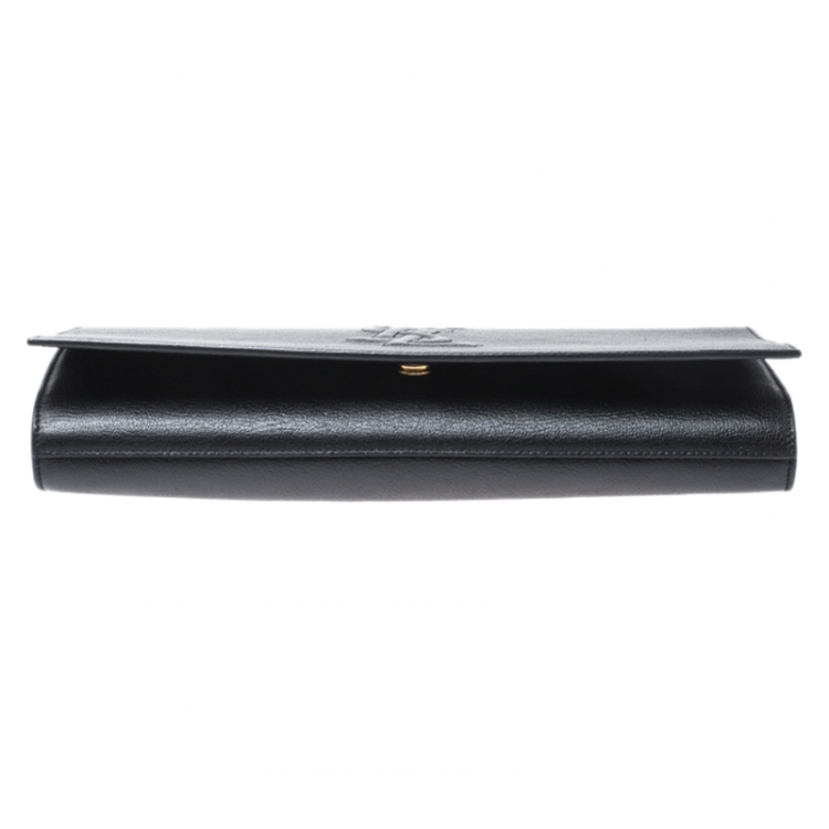 Pre Owned Saint Laurent Paris Black Leather Belle De Jour Flap Clutch