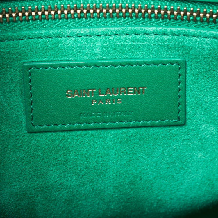 Pre Owned Saint Laurent Green Leather Small Classic Sac De Jour Tote