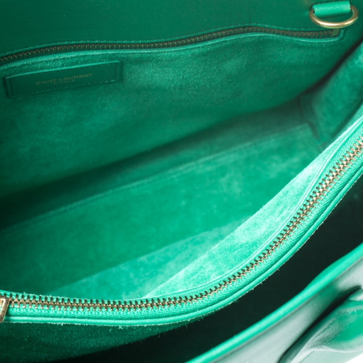 Pre Owned Saint Laurent Green Leather Small Classic Sac De Jour Tote