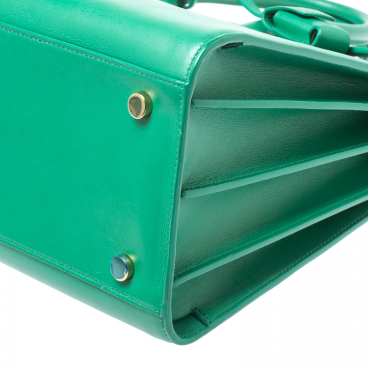 Pre Owned Saint Laurent Green Leather Small Classic Sac De Jour Tote