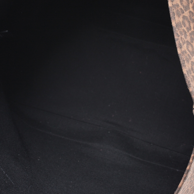 Pre Owned Saint Laurent Paris Brown/Black Leopard Canvas East West Beach Shopper Tote 