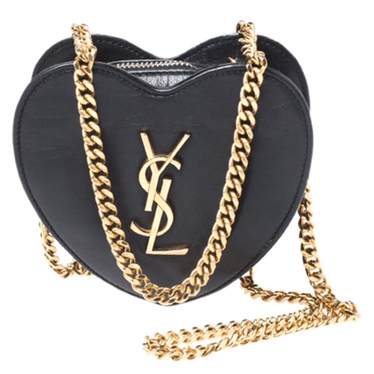 Saint Laurent Paris Black Leather Mini Love Heart Crossbody Bag Saint  Laurent Paris | The Luxury Closet